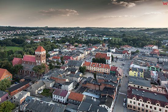 Nowe Miasto Lubawskie, panorama na stare miasto od strony NE. EU, PL, Warm-Maz. Lotnicze.
